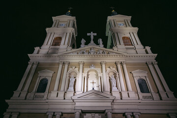 Facade of Divine Saviour Cathedral in Ostrava, Czech Republic