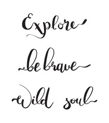 set of motivational outdoorsy lettering