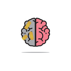 brain in error, vector logo icon
