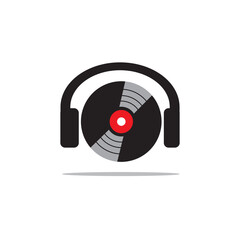 vinyl record for listening to music, vector logo icon