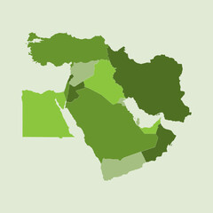 Vector Illustration of the Green Map of Middle East.