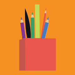 colored pencils in a glass