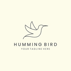 minimalist humming bird with line art style logo vector icon design template illustration