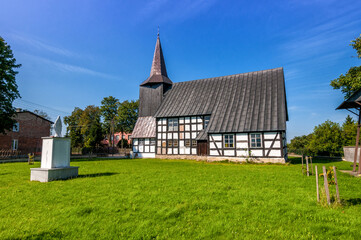 Half-timbered church of the Assumption of the Blessed Virgin Mary in Lotyn, Greater Poland Voivodeship, Poland