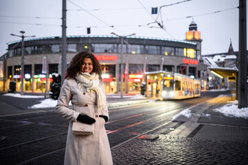 Fototapeta premium woman walking on the street