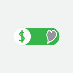 toggle icon choose money or love, vector logo icon