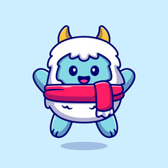 Cute Yeti Kid Cartoon Vector Icon Illustration. Animal Nature 
Icon Concept Isolated Premium Vector. Flat Cartoon Style