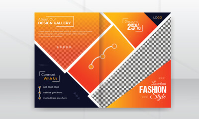 Professional Creative Summer Fashion product sale Brochure cover page design or Promotional yellow black flyer poster presentation template