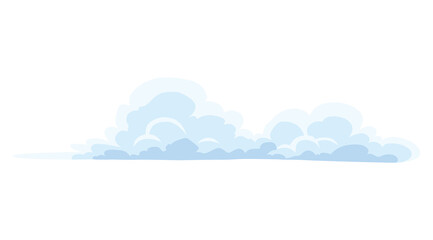 Cartoon clouds. Abstract white cloudscape icon symbol. Vector cloudy landscape or simplicity nature aerial panorama. Round shapes in flat style