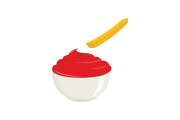 French fries and ketchup template icon vector