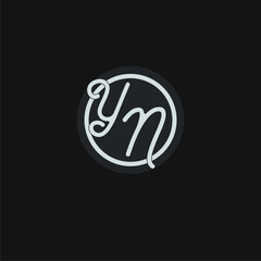Initials YN logo monogram with simple circle line design inspiration - obrazy, fototapety, plakaty