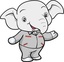 cute elephant mechanic worker mascot cartoon character