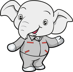 cute elephant mechanic worker mascot cartoon character