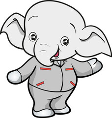 cute elephant mechanic worker mascot cartoon character