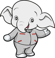 Obraz premium cute elephant mechanic worker mascot cartoon character