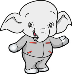cute elephant mechanic worker mascot cartoon character