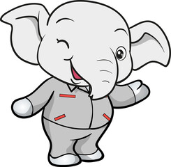 cute elephant mechanic worker mascot cartoon character