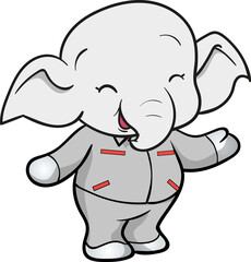 cute elephant mechanic worker mascot cartoon character