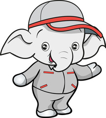cute elephant mechanic worker mascot cartoon character