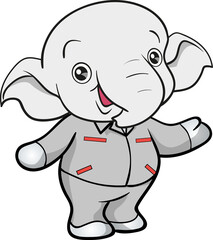 cute elephant mechanic worker mascot cartoon character