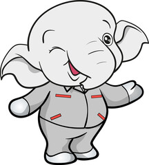 cute elephant mechanic worker mascot cartoon character