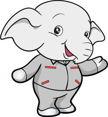 cute elephant mechanic worker mascot cartoon character