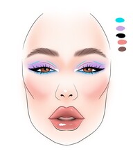 makeup template face chart	
