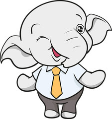 cute elephant business official mascot cartoon