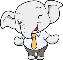cute elephant business official mascot cartoon