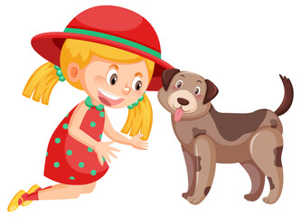 Fototapeta premium Cute girl playing with a dog
