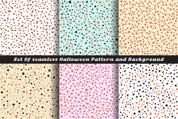 set of Seamless Halloween Pattern Digital Paper Texture Background | Halloween pattern seamless, For use scrapbook digital paper, Textile print, Page fill. Vector illustration