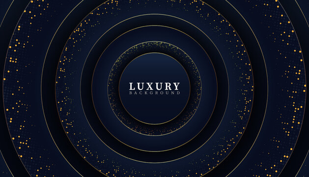 Abstract Modern Dark Blue Luxury With Halftone Golden Background