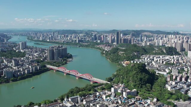 Aerial photography of Liuzhou city landscape in Guangxi