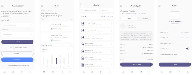 Payroll, Salary, paycheck & payroll App Ui Kit Blue Template 