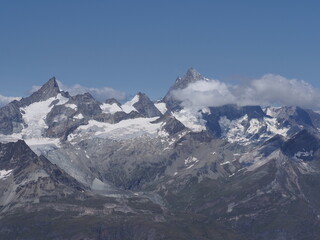 Panoramic landscape seen from Klein Matterhorn in Switzerland