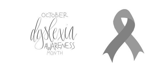 Dyslexia awareness month October, web banner template with handwritten calligraphy.