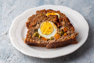 Traditional delicious Turkish food; Meatballs with Eggs and Peas (Turkish name; Dalyan kofte)