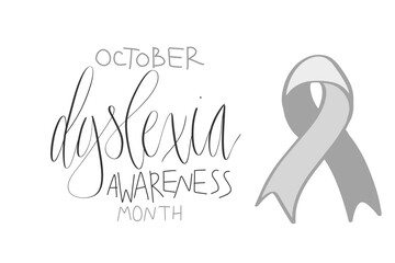 Dyslexia awareness month October, web banner template with handwritten calligraphy.