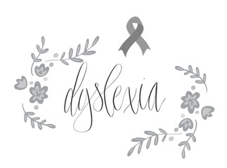Dyslexia awareness month October, web banner template with handwritten calligraphy.