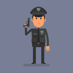 Cop fat holding gun