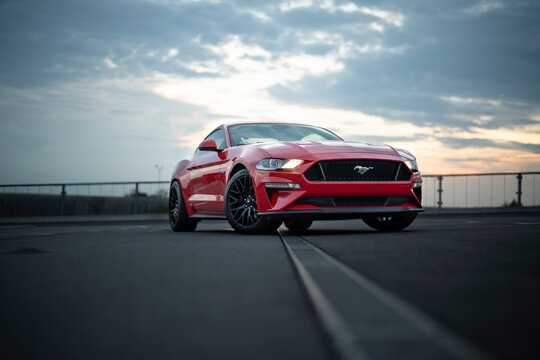 Wroclaw, Poland - August 15, 2022: Fast american sports car Ford Mustang GT, a true legend
