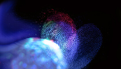 Beautiful abstract multicoloured  fingerprint on background texture for design. Macro photography...