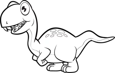 Foto op Canvas cartoon dinosaurs jurassic world for kids cute dinosaurs black and white for coloring © watcartoon