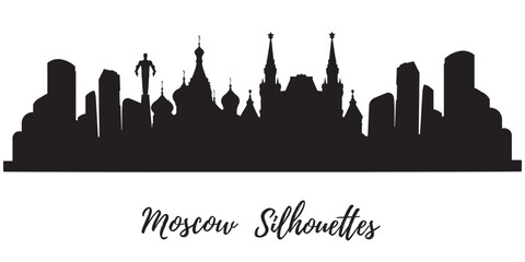 Naklejka premium Vector silhouette of the city building Kremlin Moscow center. Famous travel sightseeing. Moscow architecture. Moscow most famous old monument