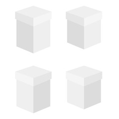 Realistic set of cardboard boxes. Front and perspective views. Vector illustration isolated on a white background. Can be used for food, medicine, cosmetics, 3d. Ready for your design
