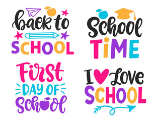 Back to School Vector hand lettering banner template set