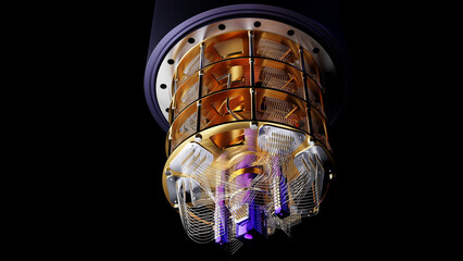 Render of a quantum computer from below