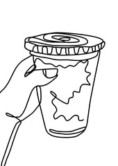 One continuous line drawing, sugar drink 