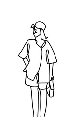 One continuous line drawing, teenager