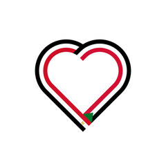 friendship concept. heart ribbon icon of egypt and sudan flags. vector illustration isolated on white background